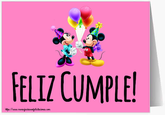 Felicitaciones para niños - Feliz Cumple! ~ Mickey and Minnie mouse - mensajesdeseosfelicitaciones.com
