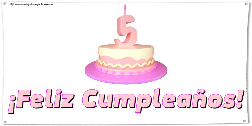 Felicitaciones para niños - ¡Feliz Cumpleaños! ~ Tarta 5 años - mensajesdeseosfelicitaciones.com
