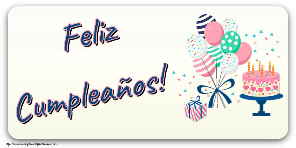 Felicitaciones para niños - Feliz Cumpleaños! ~ tarta y globos - mensajesdeseosfelicitaciones.com