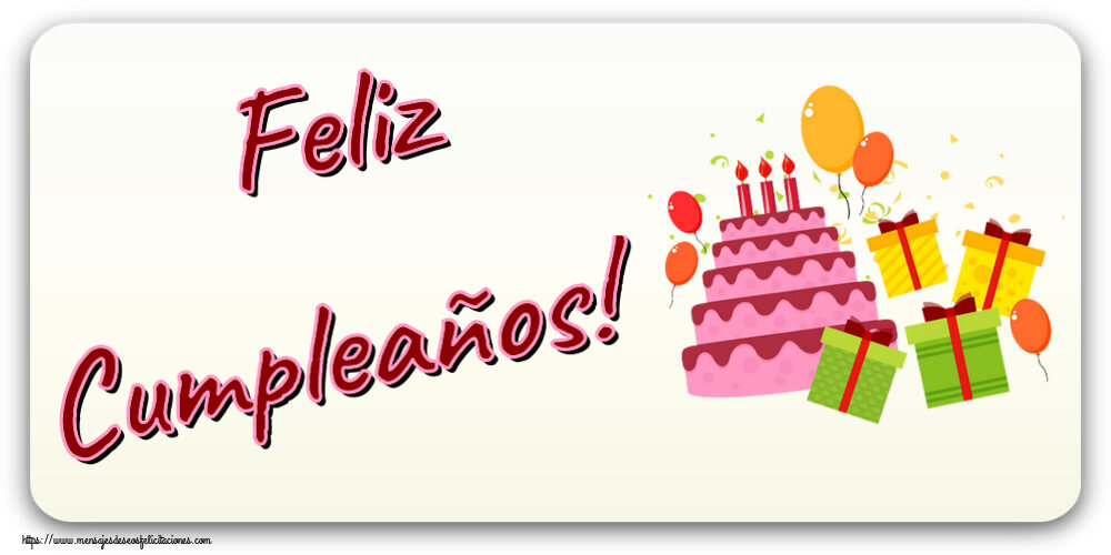 Felicitaciones para niños - Feliz Cumpleaños! ~ tarta, regalos y globos - mensajesdeseosfelicitaciones.com