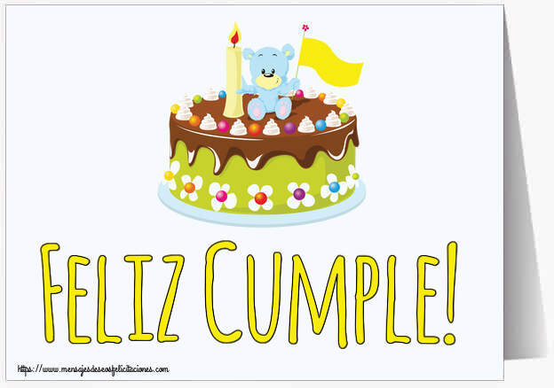 Felicitaciones para niños - Feliz Cumple! ~ tarta osito - mensajesdeseosfelicitaciones.com