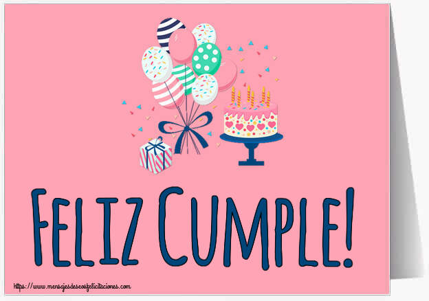 Felicitaciones para niños - Feliz Cumple! ~ tarta y globos - mensajesdeseosfelicitaciones.com