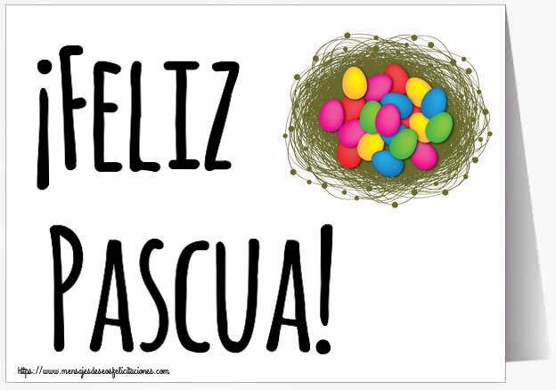 Felicitaciones de pascua - ¡Feliz Pascua! ~ huevos de colores en la cesta - mensajesdeseosfelicitaciones.com