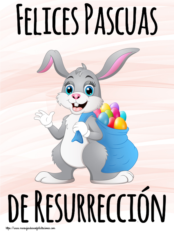 Felices Pascuas de Resurrección ~ Conejo con una bolsa de huevos de colores
