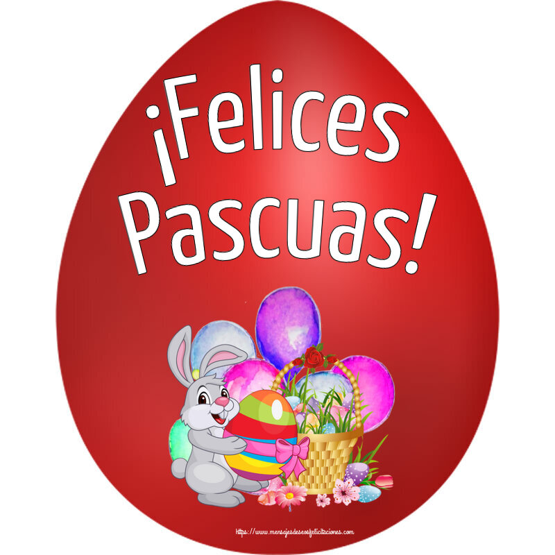 Pascua ¡Felices Pascuas! ~ composición con conejito y cesta de huevos