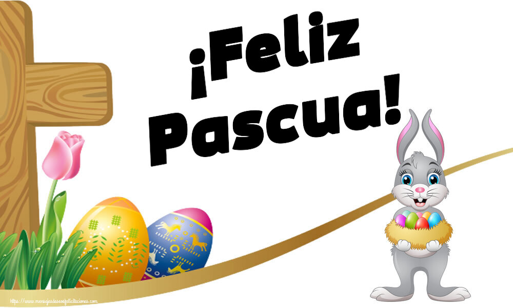 Pascua ¡Feliz Pascua! ~ conejito con una cesta de huevos