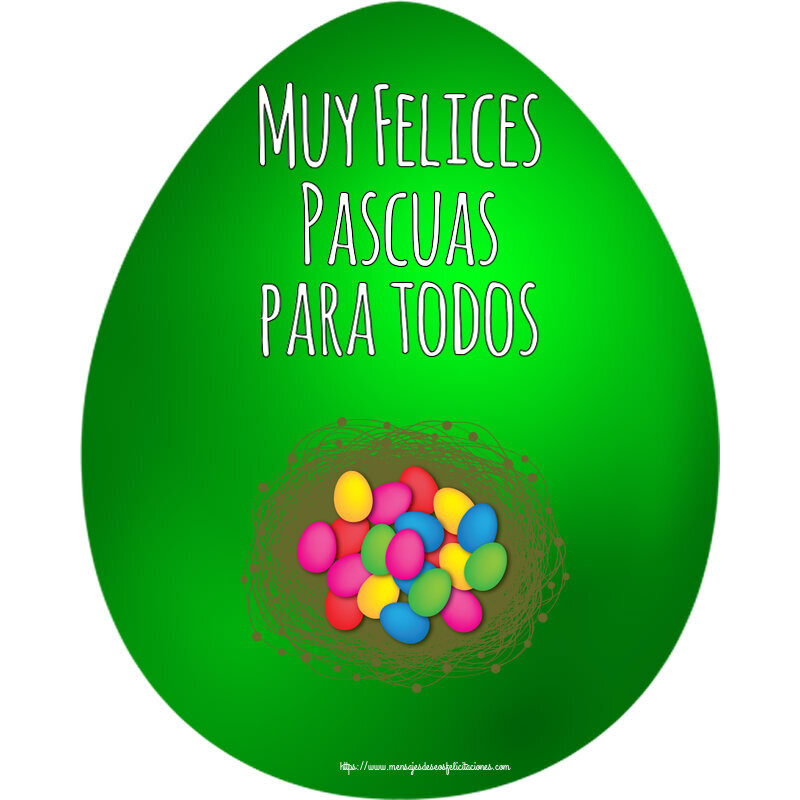 Felicitaciones de pascua - Muy Felices Pascuas para todos ~ huevos de colores en la cesta - mensajesdeseosfelicitaciones.com
