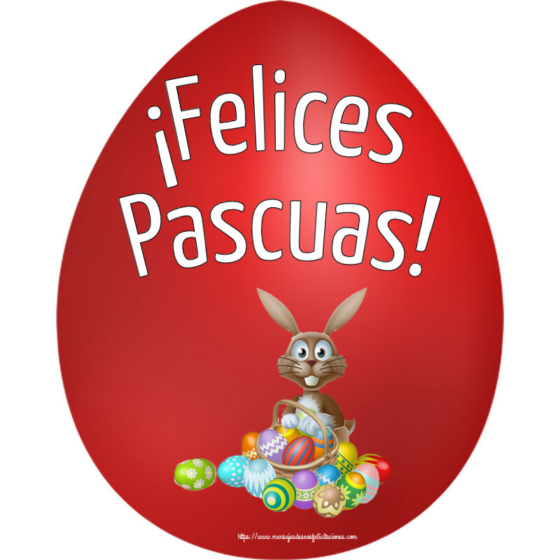 Pascua ¡Felices Pascuas! ~ Conejito sencillo con cesta de huevos