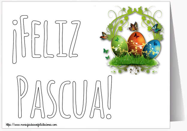 Felicitaciones de pascua - ¡Feliz Pascua! ~ composición con huevos y mariposas - mensajesdeseosfelicitaciones.com