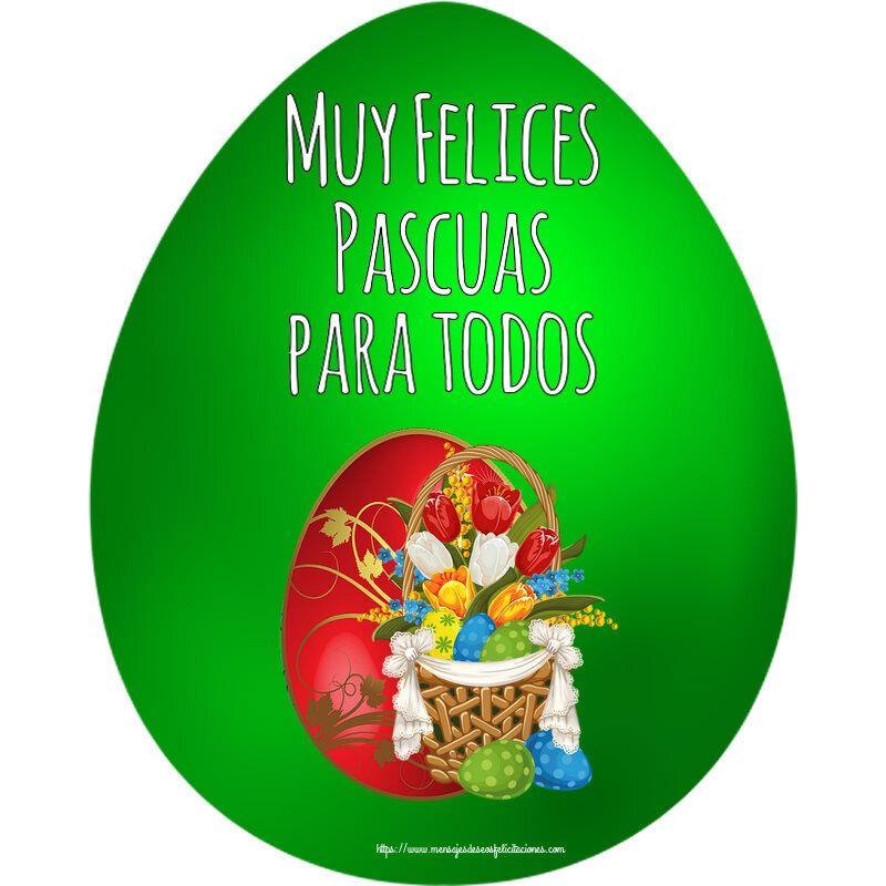 Pascua Muy Felices Pascuas para todos ~ composición con tulipanes y huevos