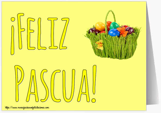 Pascua ¡Feliz Pascua! ~ composición con huevos de colores en la cesta