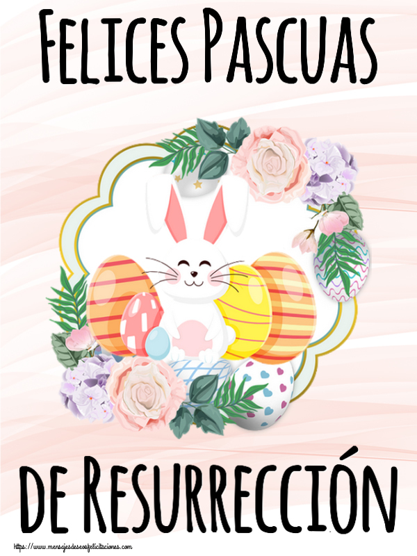 Felices Pascuas de Resurrección ~ composición con conejo y huevos