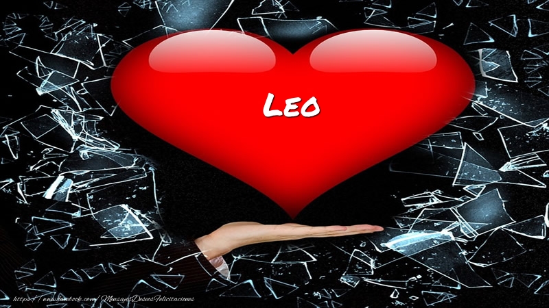 Felicitaciones de amor - Tarjeta Leo en corazon!