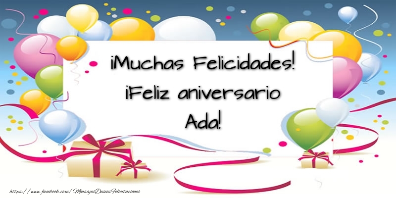 Felicitaciones de aniversario - Globos & Regalo | ¡Muchas Felicidades! ¡Feliz aniversario Ada!