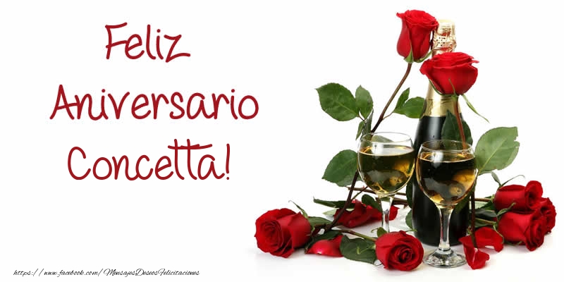 Felicitaciones de aniversario - Champán & Rosas | Feliz Aniversario Concetta!