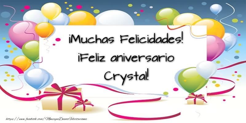 Felicitaciones de aniversario - Globos & Regalo | ¡Muchas Felicidades! ¡Feliz aniversario Crystal!