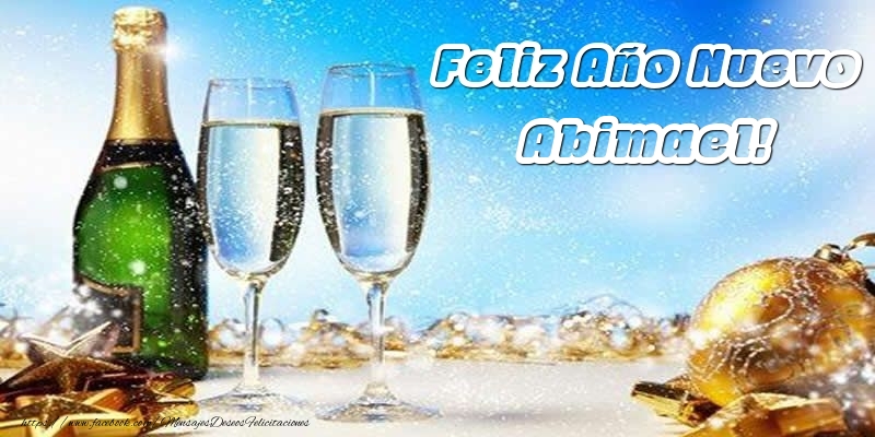 Felicitaciones de Año Nuevo - Bolas De Navidad & Champán | Feliz Año Nuevo Abimael!