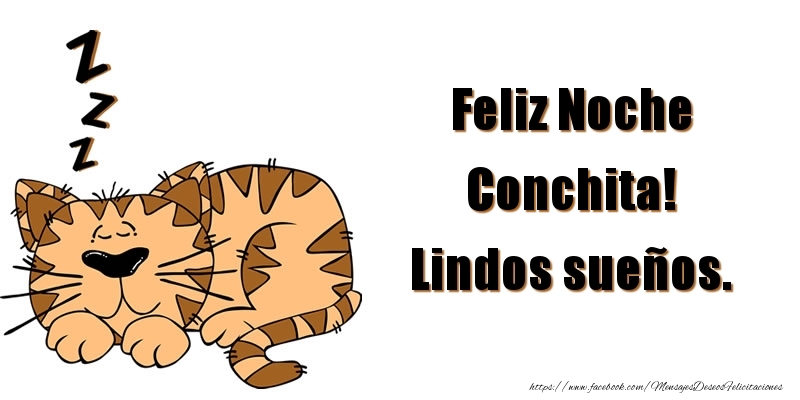 Felicitaciones de buenas noches - Animación | Feliz Noche Conchita! Lindos sueños.