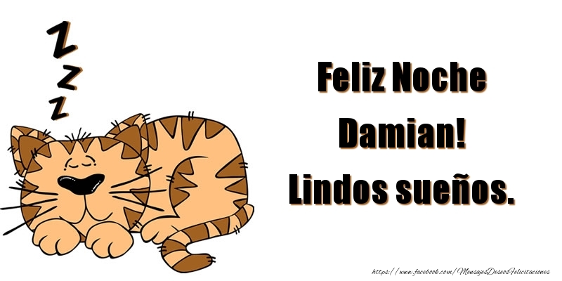 Felicitaciones de buenas noches - Animación | Feliz Noche Damian! Lindos sueños.