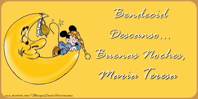 Felicitaciones de buenas noches - Animación & Luna | Bendecido Descanso... Buenas Noches, Maria Teresa