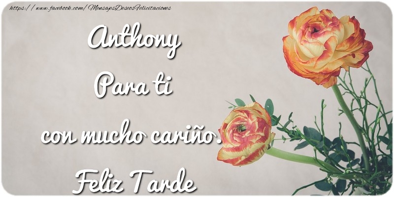Felicitaciones de buenas tardes - Flores | Anthony Para ti con mucho cariño. Feliz Tarde