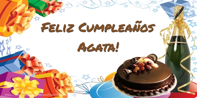 Felicitaciones de cumpleaños - Champán & Tartas | Feliz Cumpleaños Agata!