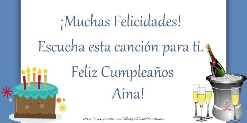 Felicitaciones de cumpleaños - Champán & Tartas | ¡Muchas Felicidades! Escucha esta canción para ti. ¡Feliz Cumpleaños Aina!
