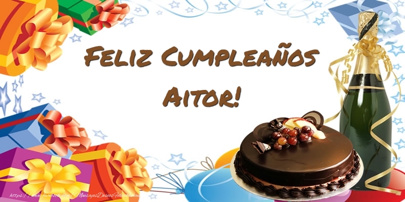 Felicitaciones de cumpleaños - Champán & Tartas | Feliz Cumpleaños Aitor!