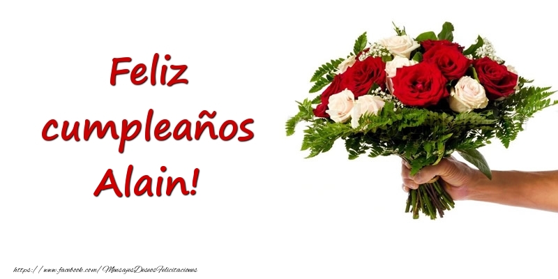 Felicitaciones de cumpleaños - Ramo de flores de feliz cumpleaños Alain!