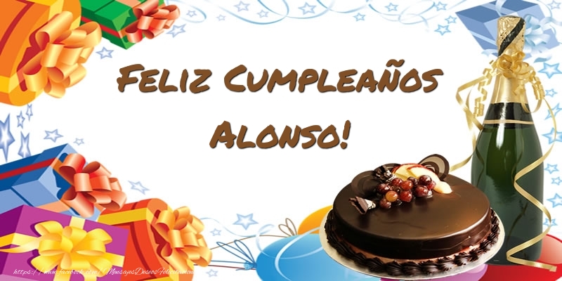 Felicitaciones de cumpleaños - Champán & Tartas | Feliz Cumpleaños Alonso!