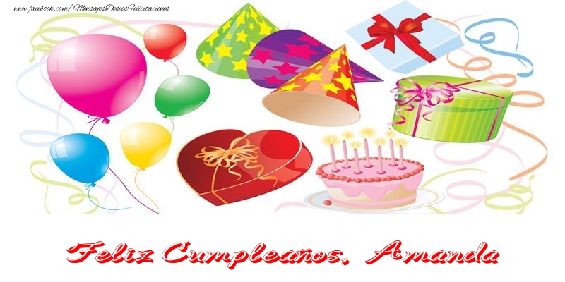 Felicitaciones de cumpleaños - Globos & Regalo & Tartas | Feliz Cumpleaños Amanda!