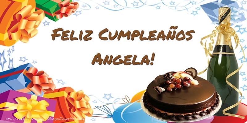 Felicitaciones de cumpleaños - Champán & Tartas | Feliz Cumpleaños Angela!