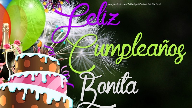 Felicitaciones de cumpleaños - Champán & Globos & Tartas | Feliz Cumpleaños, Bonita