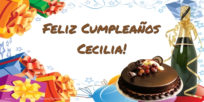 Felicitaciones de cumpleaños - Champán & Tartas | Feliz Cumpleaños Cecilia!