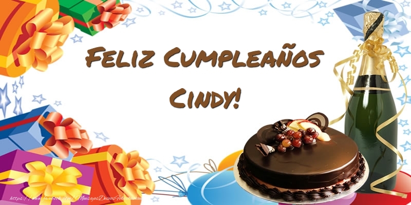 Felicitaciones de cumpleaños - Champán & Tartas | Feliz Cumpleaños Cindy!
