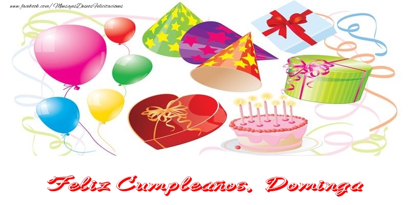 Felicitaciones de cumpleaños - Globos & Regalo & Tartas | Feliz Cumpleaños Dominga!
