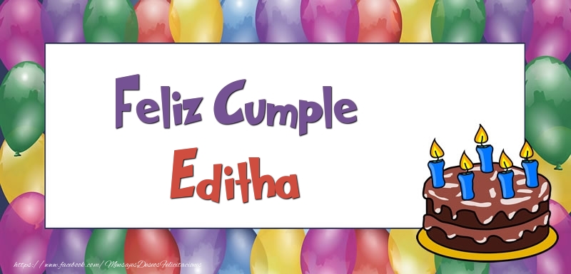 Felicitaciones de cumpleaños - Globos & Tartas | Feliz Cumple Editha