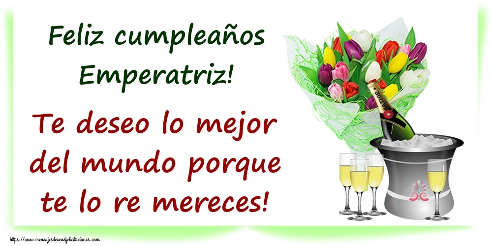 Felicitaciones de cumpleaños - Champán & Flores | Feliz cumpleaños Emperatriz! Te deseo lo mejor del mundo porque te lo re mereces!