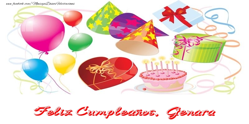 Felicitaciones de cumpleaños - Globos & Regalo & Tartas | Feliz Cumpleaños Genara!