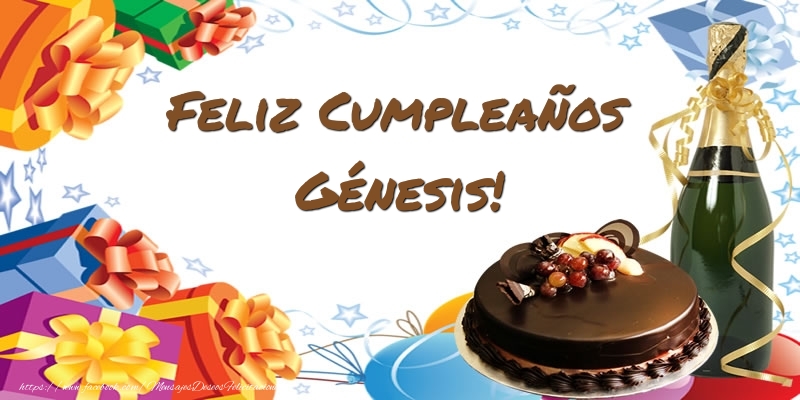 Felicitaciones de cumpleaños - Champán & Tartas | Feliz Cumpleaños Génesis!