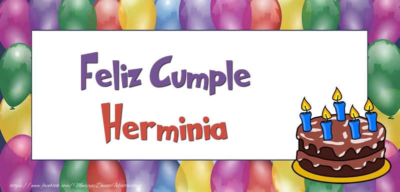 Felicitaciones de cumpleaños - Globos & Tartas | Feliz Cumple Herminia