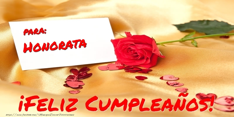 Felicitaciones de cumpleaños - Corazón & Rosas | para: Honorata ¡Feliz Cumpleaños!