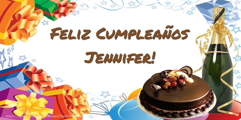 Felicitaciones de cumpleaños - Champán & Tartas | Feliz Cumpleaños Jennifer!