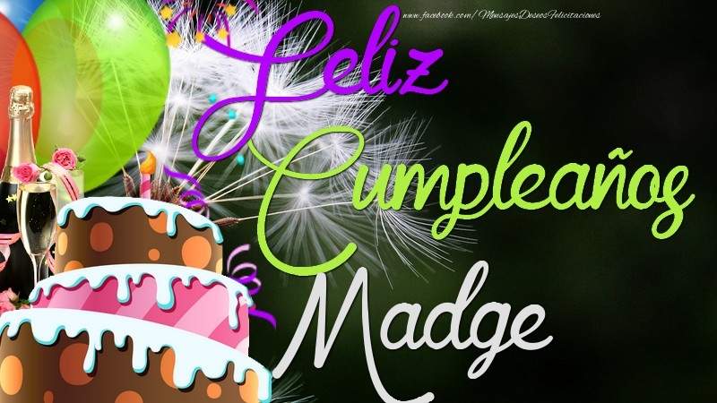 Felicitaciones de cumpleaños - Champán & Globos & Tartas | Feliz Cumpleaños, Madge