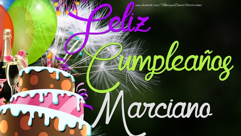 Felicitaciones de cumpleaños - Champán & Globos & Tartas | Feliz Cumpleaños, Marciano