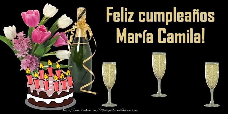Felicitaciones de cumpleaños - Champán & Flores & Tartas | Feliz cumpleaños María Camila!