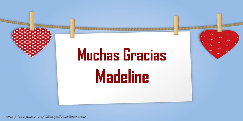 Felicitaciones de gracias - Corazón | Muchas Gracias Madeline