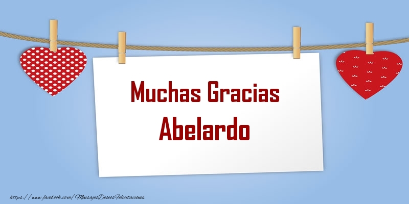 Felicitaciones de gracias - Corazón | Muchas Gracias Abelardo