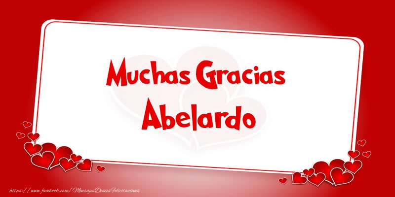 Felicitaciones de gracias - Corazón | Muchas Gracias Abelardo