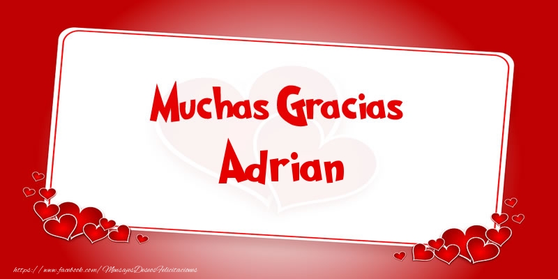 Felicitaciones de gracias - Corazón | Muchas Gracias Adrian